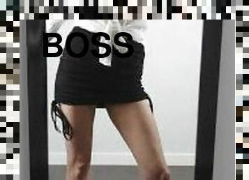 Boss babe shows her long legs
