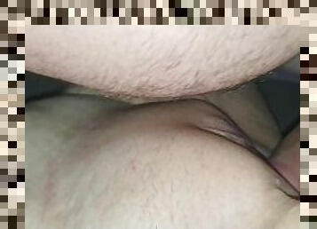 My dick slides into my girlfriends pussy and give her a creampie
