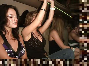 Drunk damsels in jeans sucking each others' tits while partying in reality shoot