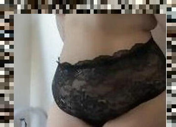 BBW stepmom MILF black lace lingerie strip tease your POV