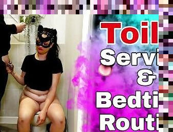 Femdom Toilet Slave Training Bedtime Routine Bondage BDSM Mistress Real Amateur Couple Milf Stepmom