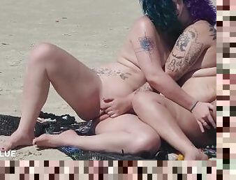 Lesbian Kiss On The Private Beach