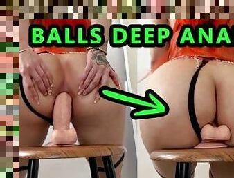 Big Dildo Balls Deep Anal Riding with Bubble Butt Latina