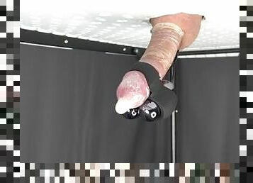 GLORYHOLE MILKING TABLE CUMSHOT WITH XL CONDOM AND VIBRATOR - HOLY MOLY