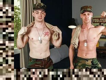 Horny Soldier Takes Every Inch Of Hunks Cock - Brandon Evans, Damien King - ActiveDuty