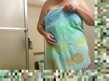 Shy Woman Has To Open Her Towel For The Body Inspection