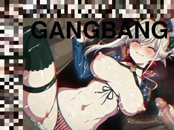 Cute Girl on Gangbang Sex With Huge Cocks!
